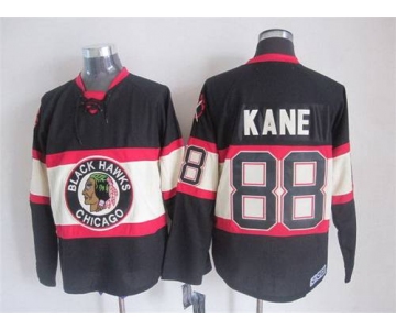 Men's Chicago Blackhawks #88 Patrick Kane Black Third CCM Vintage Throwback Jersey