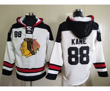 Men's Chicago Blackhawks #88 Patrick Kane White Ageless Must Have Lace Up Pullover Hoodie