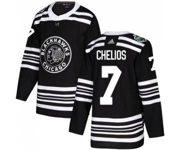 Adidas Blackhawks #7 Chris Chelios Black Authentic 2019 Winter Classic Stitched NHL Jersey