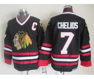 Chicago Blackhawks #7 Chris Chelios Black CCM Vintage Throwback Jersey