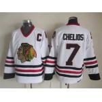 Chicago Blackhawks #7 Chris Chelios White CCM Vintage Throwback Jersey