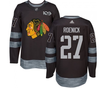 Blackhawks #27 Jeremy Roenick Black 1917-2017 100th Anniversary Stitched NHL Jersey