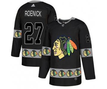 Men's Chicago Blackhawks #27 Jeremy Roenick Black Team Logos Fashion Adidas Jersey