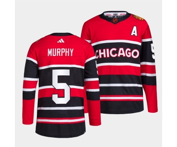 Men's Chicago Blackhawks #5 Connor Murphy Red Black 2022 Reverse Retro Stitched Jersey