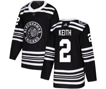 Adidas Blackhawks #2 Duncan Keith Black Authentic 2019 Winter Classic Stitched NHL Jersey