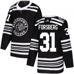 Adidas Blackhawks #31 Anton Forsberg Black Authentic 2019 Winter Classic Stitched NHL Jersey