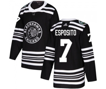 Adidas Blackhawks #7 Tony Esposito Black Authentic 2019 Winter Classic Stitched NHL Jersey