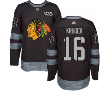 Blackhawks #16 Marcus Kruger Black 1917-2017 100th Anniversary Stitched NHL Jersey