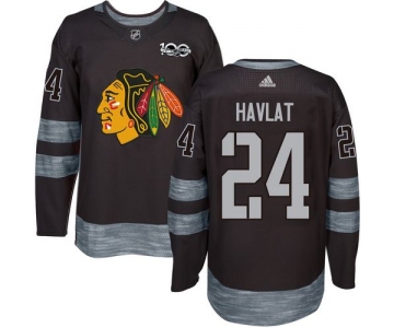Blackhawks #24 Martin Havlat Black 1917-2017 100th Anniversary Stitched NHL Jersey