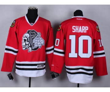 Chicago Blackhawks #10 Patrick Sharp Red With Black Skulls Jersey