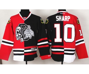 Chicago Blackhawks #10 Patrick Sharp Red/Black Two Tone With Black Skulls Jersey