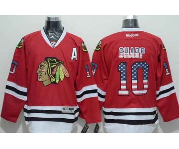 Chicago Blackhawks #10 Patrick Sharp USA Flag Fashion Red Jersey
