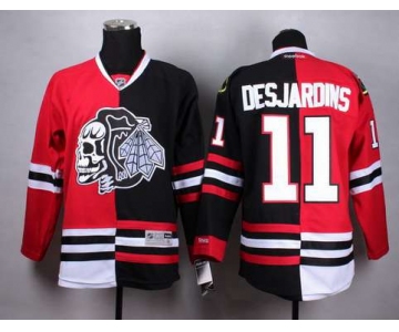 Chicago Blackhawks #11 Andrew Desjardins Red/Black Two Tone With Black Skulls Jersey