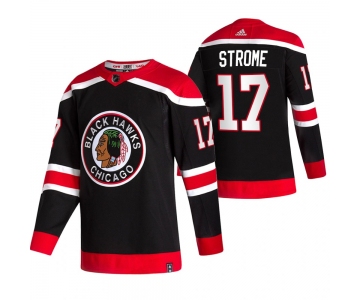 Chicago Blackhawks #17 Dylan Strome Black Men's Adidas 2020-21 Reverse Retro Alternate NHL Jersey