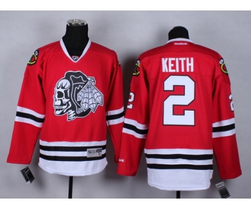 Chicago Blackhawks #2 Duncan Keith Red With Black Skulls Jersey