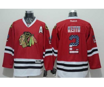 Chicago Blackhawks #2 Duncan Keith USA Flag Fashion Red Jersey
