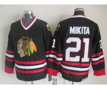 Chicago Blackhawks #21 Stan Mikita Black CCM Vintage Throwback Jersey