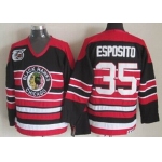 Chicago Blackhawks #35 Tony Esposito Black Pinstripe 75TH Throwback CCM Jersey