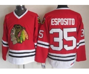 Chicago Blackhawks #35 Tony Esposito Red Throwback CCM Jersey