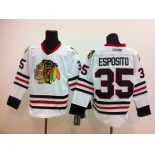 Chicago Blackhawks #35 Tony Esposito White Throwback CCM Jersey