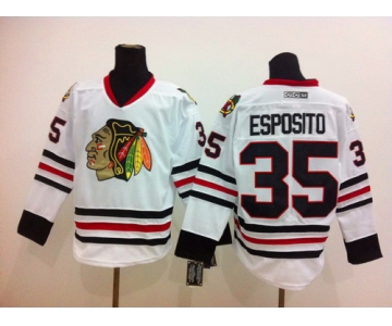 Chicago Blackhawks #35 Tony Esposito White Throwback CCM Jersey