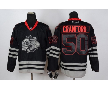 Chicago Blackhawks #50 Corey Crawford Black Ice Skulls Jersey