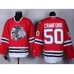 Chicago Blackhawks #50 Corey Crawford Red With Black Skulls Jersey