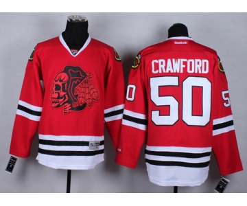 Chicago Blackhawks #50 Corey Crawford Red With Red Skulls Jersey