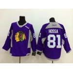 Chicago Blackhawks #81 Marian Hossa 2014 Training Purple Jersey