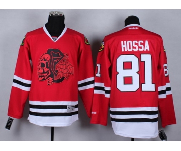 Chicago Blackhawks #81 Marian Hossa Red With Red Skulls Jersey