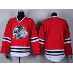 Chicago Blackhawks Blank Red With Black Skulls Jersey