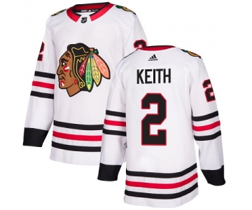 Men's Adidas Chicago Blackhawks #2 Duncan Keith White Road Authentic Stitched Hockey Jersey