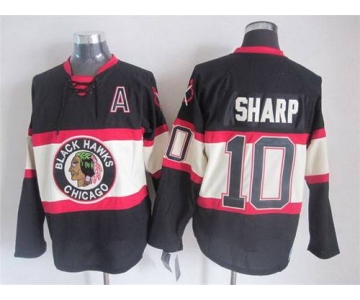 Men's Chicago Blackhawks #10 Patrick Sharp Black Third CCM Vintage Throwback Jersey