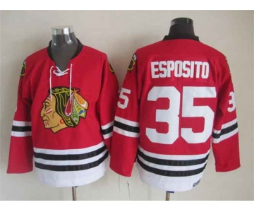 Men's Chicago Blackhawks #35 Tony Esposito 1957-58 Red Vintage Jersey