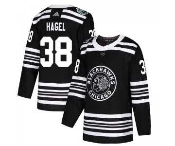 Men's Chicago Blackhawks #38 Brandon Hagel Adidas Authentic 2019 Winter Classic Black Jersey