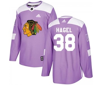 Men's Chicago Blackhawks #38 Brandon Hagel Adidas Authentic Fights Cancer Practice Purple Jersey