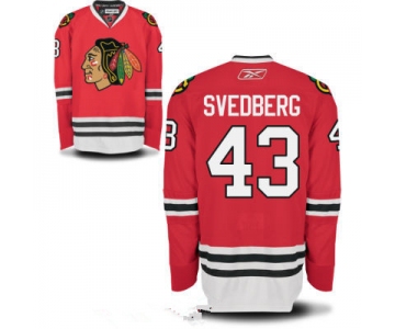 Mens Chicago Blackhawks #43 Viktor Svedberg Red Home Hockey Stitched NHL Jersey