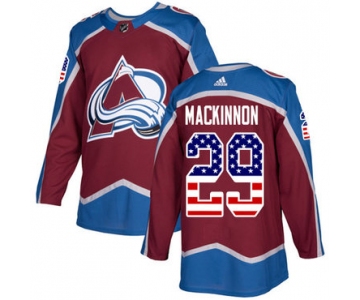 Adidas Avalanche #29 Nathan MacKinnon Burgundy Home Authentic USA Flag Stitched NHL Jersey