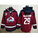 Men's Burgundy Colorado Avalanche #29 Nathan MacKinnon All Stitched Sweatshirt Hoodie