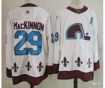 Men's Colorado Avalanche #29 Nathan MacKinnon White Adidas 2020-21 Stitched NHL Jersey