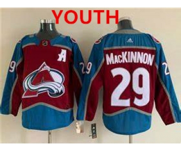 Youth Colorado Avalanche #29 Nathan MacKinnon With A Ptach Burgundy Stitched Jersey