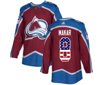 Adidas Colorado Avalanche #8 Cale Makar Burgundy Home Authentic USA Flag Stitched NHL Jersey