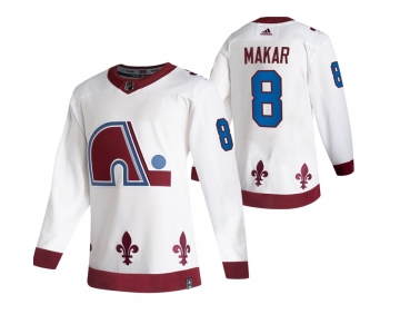 Colorado Avalanche #8 Cale Makar White Men's Adidas 2020-21 Reverse Retro Alternate NHL Jersey