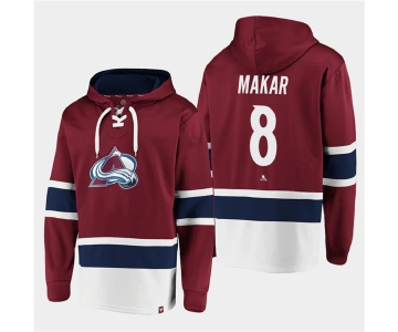 Men's Colorado Avalanche #8 Cale Makar Burgundy All Stitched Sweatshirt Hoodie