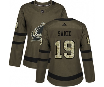 Adidas Colorado Avalanche #19 Joe Sakic Green Salute to Service Women's Stitched NHL Jersey