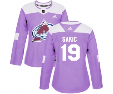 Adidas Colorado Avalanche #19 Joe Sakic Purple Authentic Fights Cancer Women's Stitched NHL Jersey
