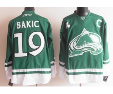 Colorado Avalanche #19 Joe Sakic St. Patrick's Day Green Jersey