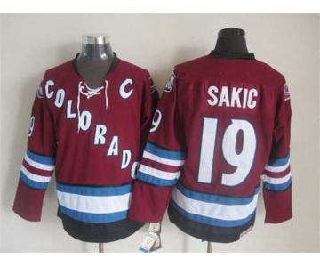 Men's Colorado Avalanche #19 Joe Sakic 2001-02 Red CCM Vintage Throwback Jersey