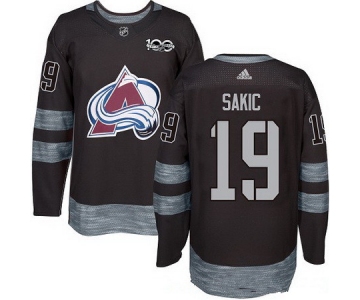 Men's Colorado Avalanche #19 Joe Sakic Black 100th Anniversary Stitched NHL 2017 adidas Hockey Jersey