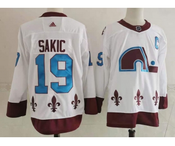 Men's Colorado Avalanche #19 Joe Sakic White 2021 Retro Stitched NHL Jersey